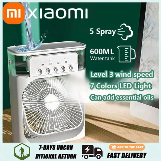 Refrigerador de Ar Ventilador Umidificador Portátil com Led e Reservatório de Água